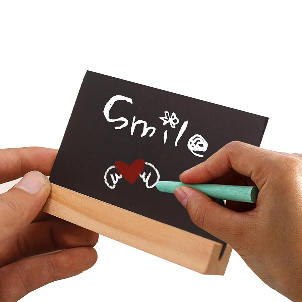 Wooden Double-Sided Chalkboard Message Board With Base - Small Tabletop Sign For Parties, Menus, Memos