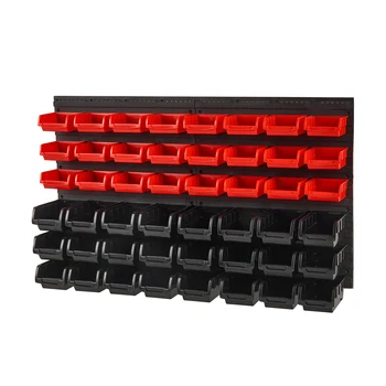 SucceBuy 48pcs Parts Storage Bins Wall Mounted Garage Containers with Wall Panels Tool Organizer for Nuts Bolts Screws Nails 1