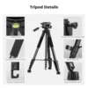 K&F Concept 75" Lightweight Tripod Camera Compact Tripod Remote 2-in-1 Phone Holder 3Way Pan Head Travel Phone Tripod for Selfie 4