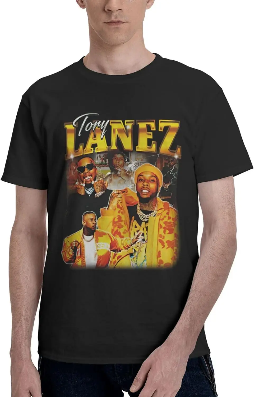 

Men's Shirt T-Shirt Rapper Graphic Printed Shirt Tee Cotton Top Black