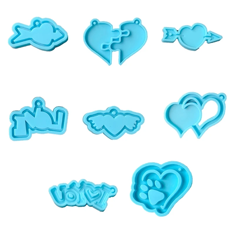 

Valentine's Day Keychain Epoxy Resin Mold Necklace Pendants Silicone Mould DIY Crafts Jewelry Casting Tools NEW