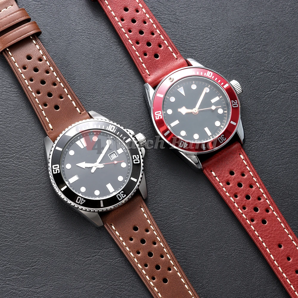 20mm 22mm 24mm Genähtes Rindslederarmband für Omega Uhren Armbänder für Seiko Braunes Vintage Echtleder Uhrenarmband – Detail 14