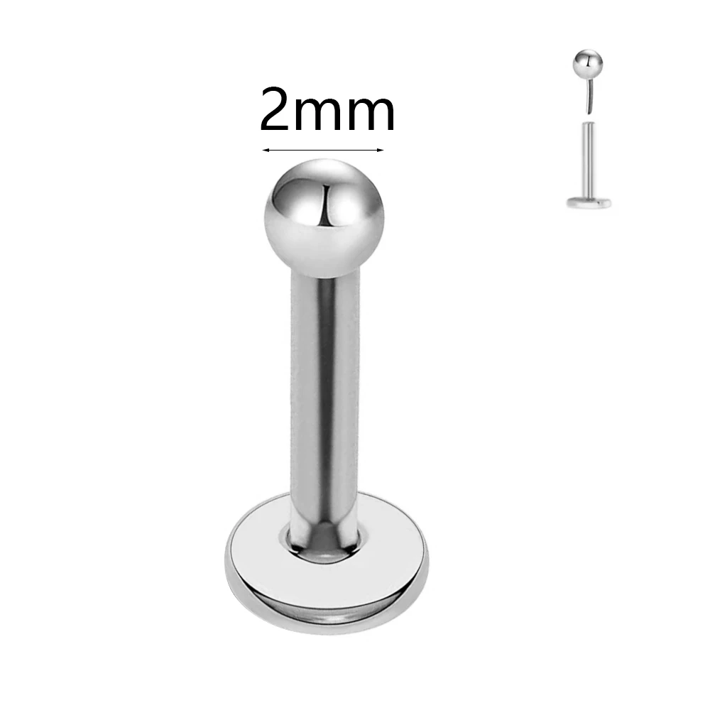 ASTM F136 G23 Titanium The ball Tragus Earring Threadless Piercing Heart Cubic zirconia Pin Daith Conch Push in Labret Stud 2