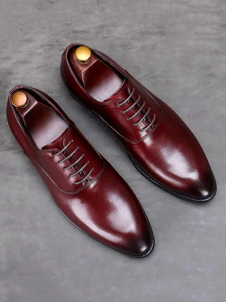 Men Business Casual Office Work Shoes Genuine Leather Dress