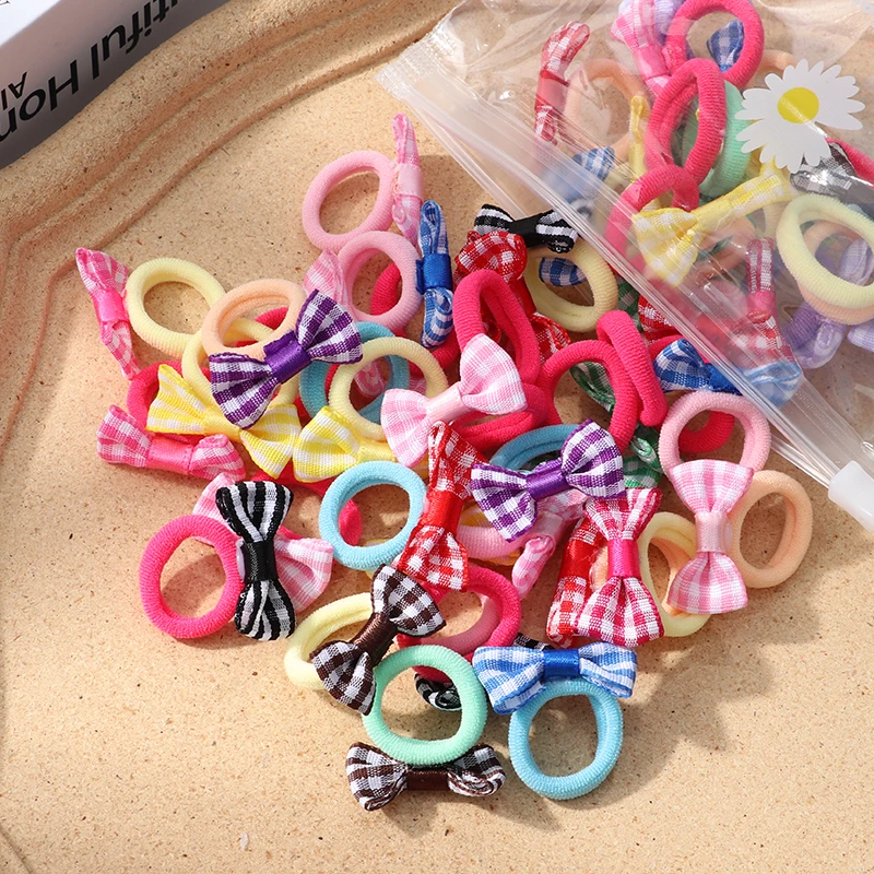 New Cute Bowknot Cute Hair Bands Set Girls Elastic Rubber Band Hair Rope Hair Accessories Kids Cartoon Bows Headwear Ornaments