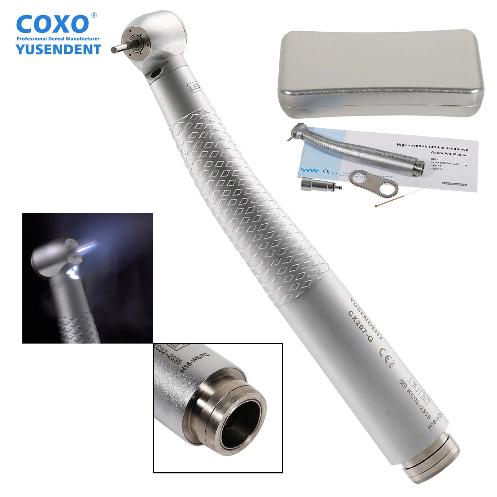 

COXO Dental Fiber Optic High Speed Handpiece Push Button Fit For GW WH 6Hole Quick Coupler Swivel