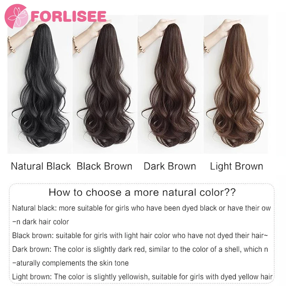 FORLISEE Synthetic Long Curly Hair Band With Grab Clip Ponytail Wig Curly Hair False Ponytail Fluffy Hair Can Be Braided