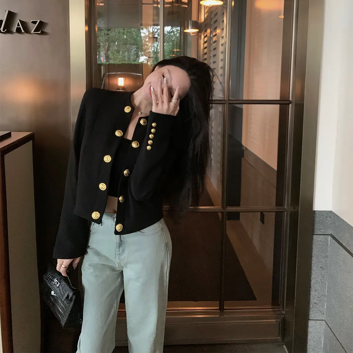 Korea High Quality Classic Gold Button Coat Women'S Fashion Elegant OL Jackets Casual Jaqueta Casaco Chaquetas