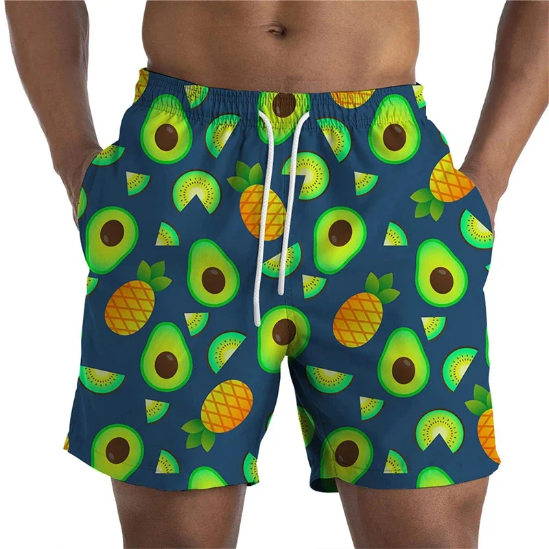 Hawaiian Vacation Beach Shorts For Men Casual Street Short Pants 3D Printed Fruits Pineapple Board Shorts Swimsuit Swim Trunks 5
