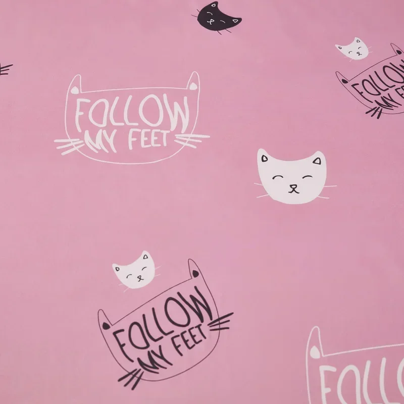 Cartoon Cat Bed Sheet Set for Kids Girls Cute Pet Kitten Print Pink Flat Sheet Kawaii Top Sheets with Pillowcases Bedroom Decor 6