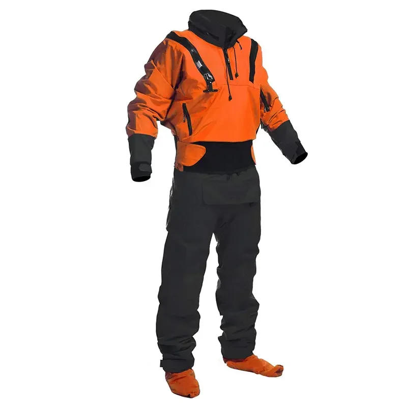 4 Layer Waterproof Poly Drysuit with Hood for Kayaking,Rafting SUP In