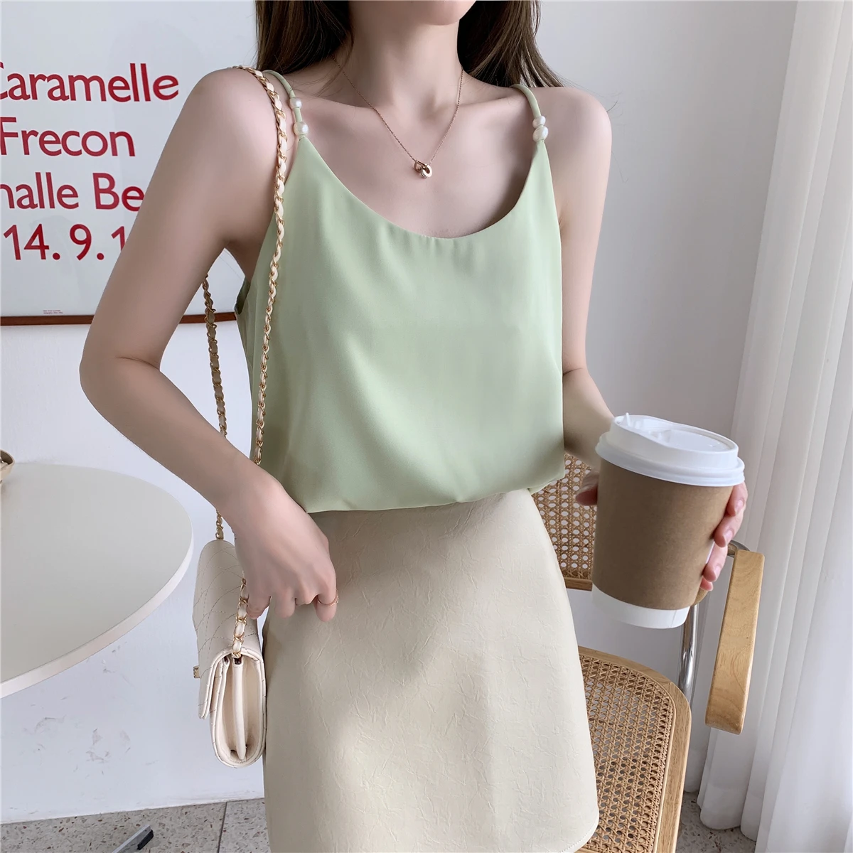 women's bra Sexy V-neck Camisole Women's Top Summer Loose Sleeveless Chiffon Women Tank Top jockey camisole