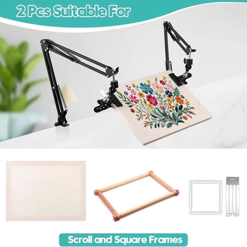 Adjustable Embroidery Hoop Holder Rotating Hoop Holder Folding Embroidery Hoop Needle Art Frame And Phone 2Pc