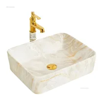 Ceramic Bathroom Sink Basin Household Art Wash Basin Balcony Vessel Gold Sinks Toilet Sink Small Shampoo Basins N 1