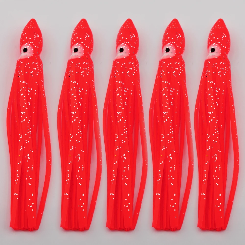 Hoochie Lot de 30 leurres de pêche artificiels en plastique souple pour pêche en eau salée, bar, saumon, truite, violet, 7 cm