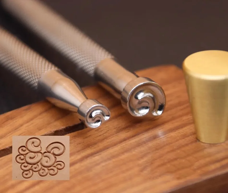 Stainless Steel 304 Leather Embossing Tool Scroll Pattern DIY Leathercraft Stamping Seal For Handmade Leather Projects