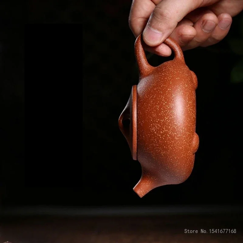 Chinese Style Classic Dragon Blood Color Sand Tea Pot, Xishi Yixing Purply Teapot, Handmade Kongfu Tea Pots, 240ml, 1Pc