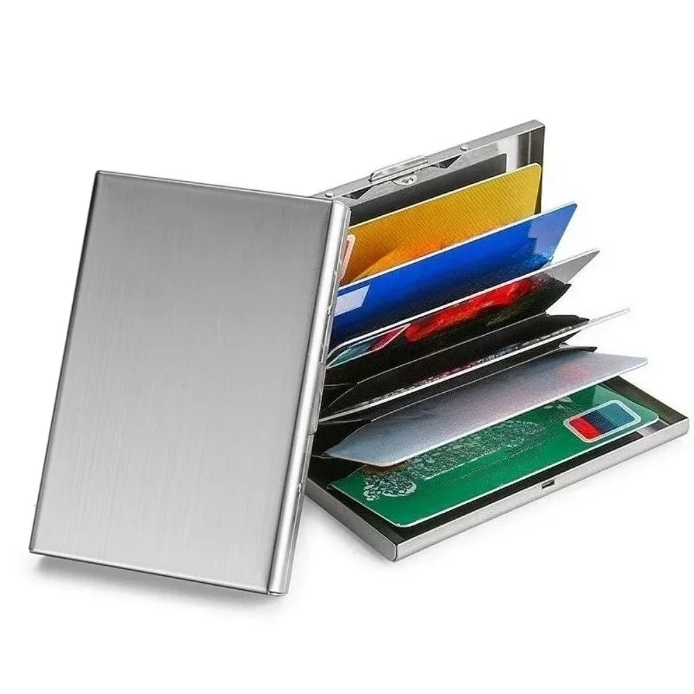 Sleek Stainless Steel RFID-Blocking Credit Card Holder – 10-Slot Slim Metal Wallet