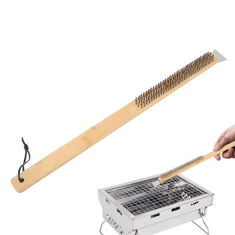 

Pizza Oven Brush Heavy Duty Wood Stainless Steel Cleaning Tool Heat-Resistant Brush Scraper Kitchen Accessories Pizza Oven tool