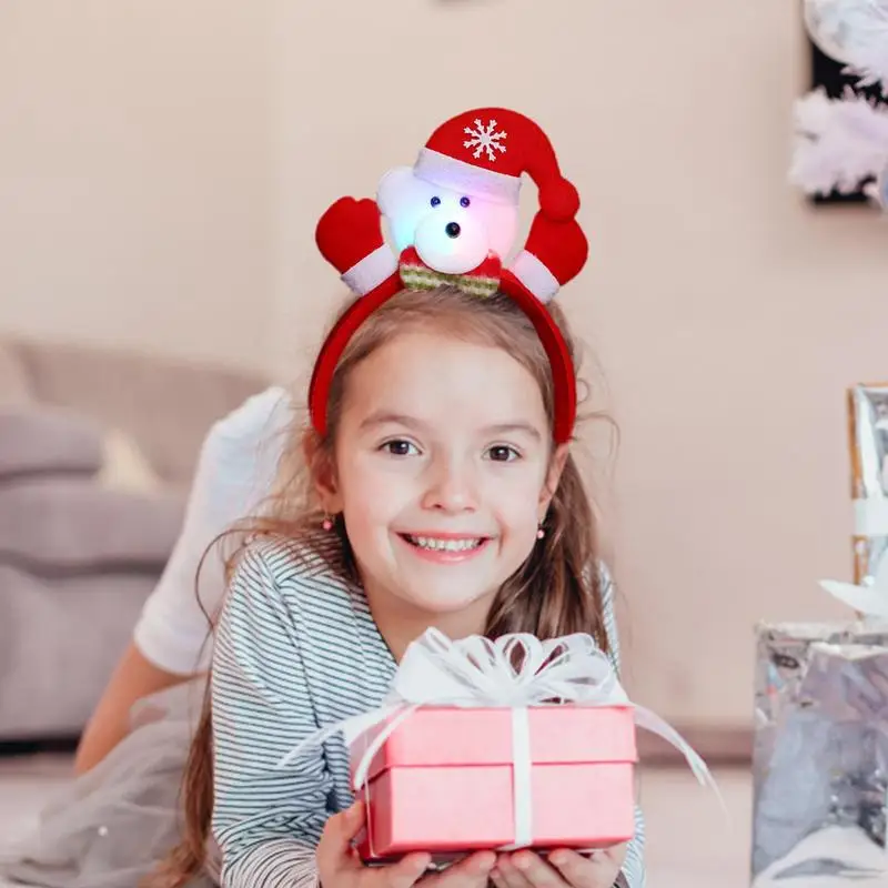 Light Up Christmas Costume Headwear Santa Headband For Kids Christmas Holiday Party Favors Accessories