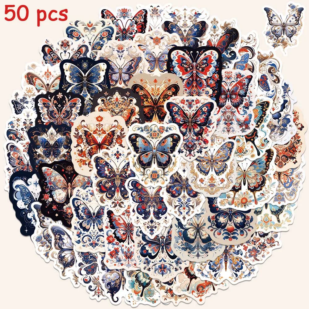 

50pcs Butterfly Pattern Art Stickers Aesthetic Graffiti Decals For Laptop Luggage Skateboard Guitar Refrigerator Stickers