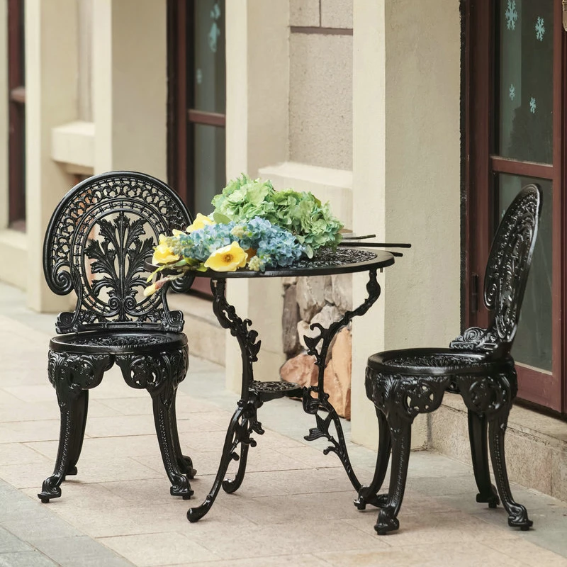 

Top Sale Outdoor Garden Cast Aluminium Patio Furniture Set Balcony Crown Table and Chairs