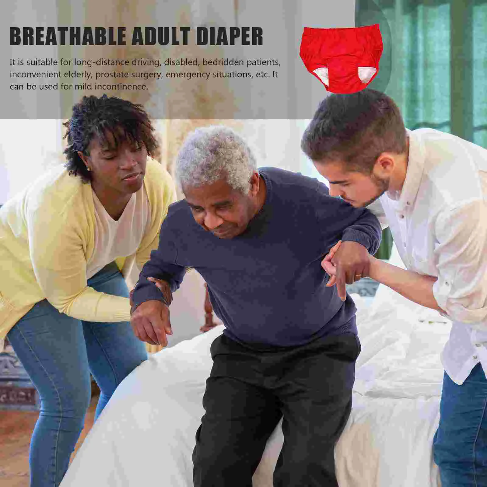 Panties Elderly Incontinence Daily Use Adult Comfortable Diapers Portable Travel Red 4