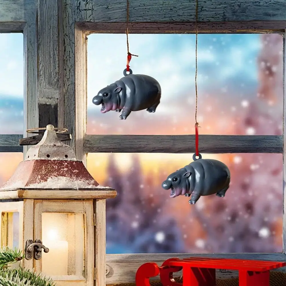 Description Picture 5 of item9cm Cute Moo Deng Hippo Pendant Backpack Keychain Pendants Car Rearview Mirrors Charm Resin Decorative Ornaments for Home Decor