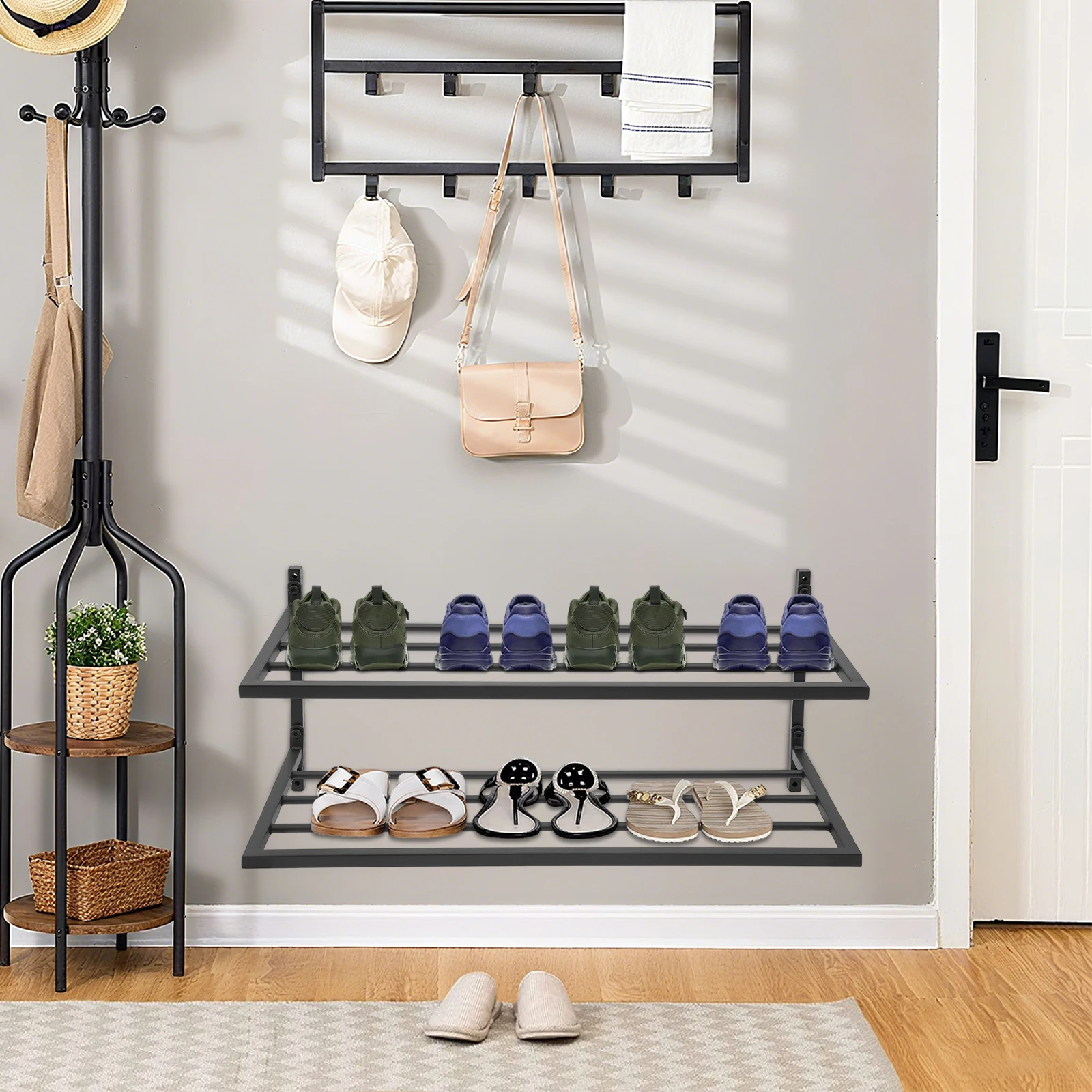 2-stufiges Schuhregal zur Wandmontage, Schuhregal, Organizer, Schuhregal – Detail 12