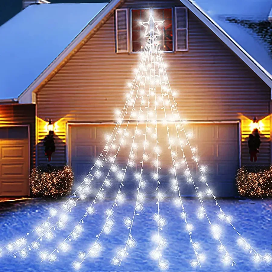 OutdoorChristmasStarWaterfallLight9X35M350LEDChristmasTree