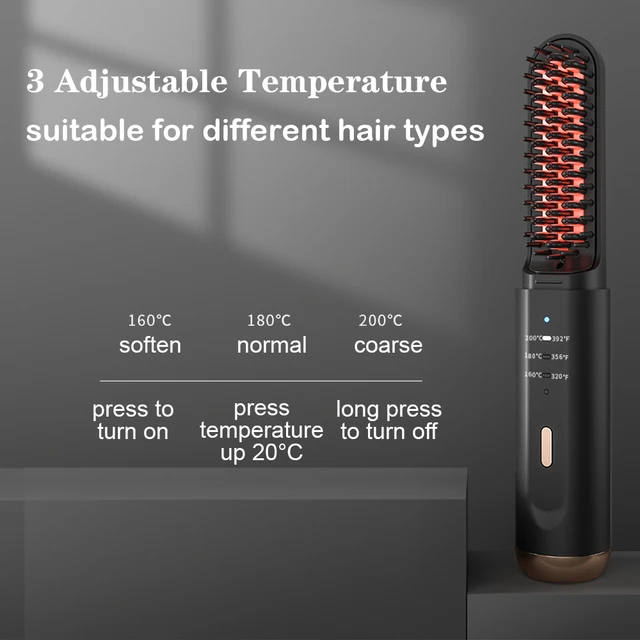Cordless Beard Straightener for Men Hair Straightener Brush Fast Heated Electric Hair Brushes Multifunctional Wireless Hot Comb - Image 4