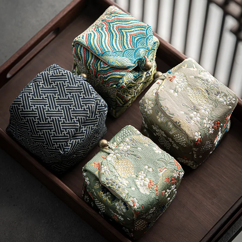 Tea Storage Bags Japanese Handmade Travel Teacup Protection Bag Portable Thickened Anti-Fall Cotton And Linen Tea Set Storage Bag Tea CoziesLC677