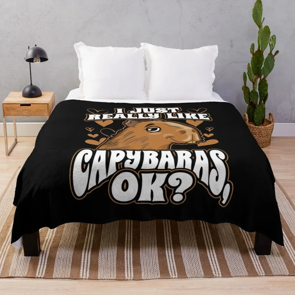 

I Just Really Like Capybaras OK Throw Blanket Plush Comforter Travel Blankets