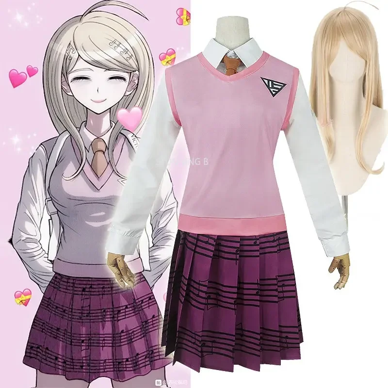 

Аниме Danganronpa Kaede Akamatsu косплей костюмы платье Хэллоуин костюмы для женщин Vestido одежда для ролевых игр JK Униформа костюм