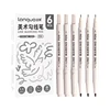 6 Pcs/Set Double Tip Line Marking Pen Drawing Manga Outlining Art Marker Brush for Sketch Painting Stationery Supplies 6