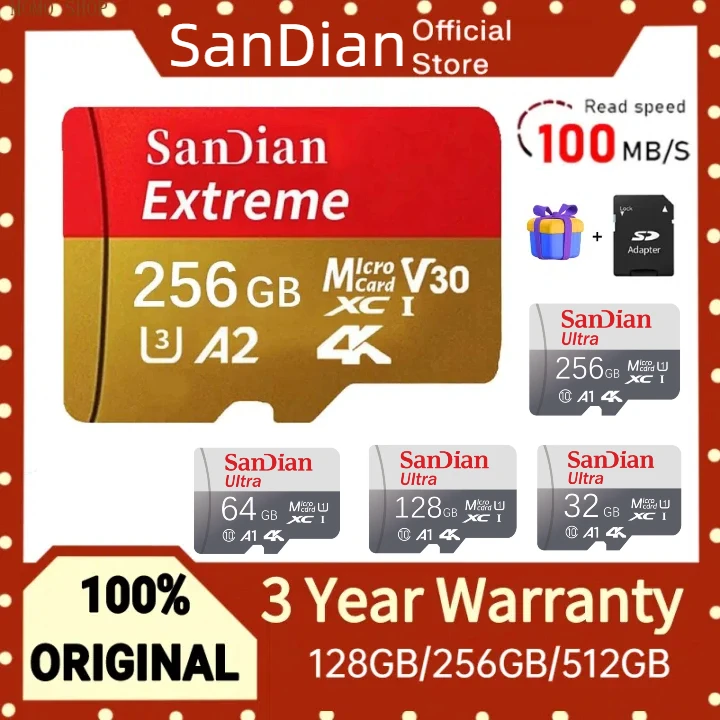 닌텐도 스위치 휴대폰 캠용 미니 TF 메모리 카드, V30 SD 메모리 카드, 클래스 10 마이크로 TF SD 카드, A2 TF 메모리 플래시 카드, 32 GB, 64 GB, 128 GB, 256GB