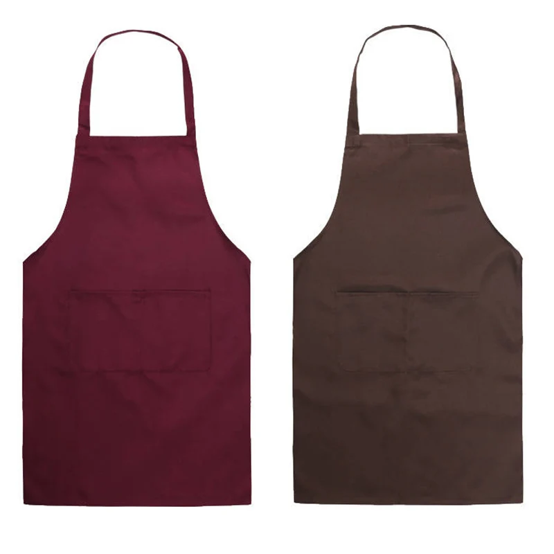 Custom Apron Unisex Work Kitchen Waiter Apron Cooking Baking Restaurant Aprons With Pockets Print Logo Pure Color Work Apron images - 6