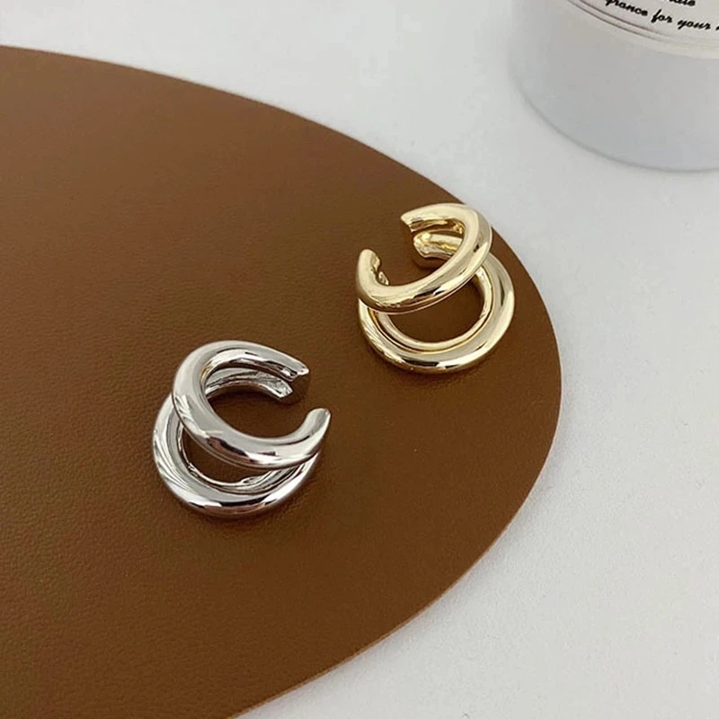 510090-4a295c.jpg Fake Piercing Earcuff Double Circle Ear Cuff Faux Earrings for Women Man Hiphop Vintage Cuffs Earclips Accessories Korean Fashio - Image 1