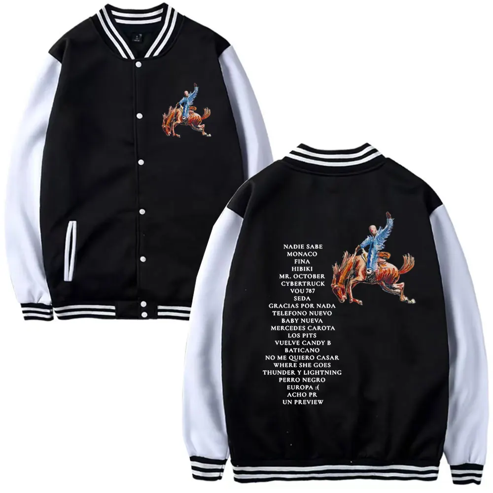 Rapper Bad Bunny New Album Nadie Sabe Lo Que Va Pasar Manana Print Baseball Uniform Hip Hop Style Baseballs Sweatshirts Unisex