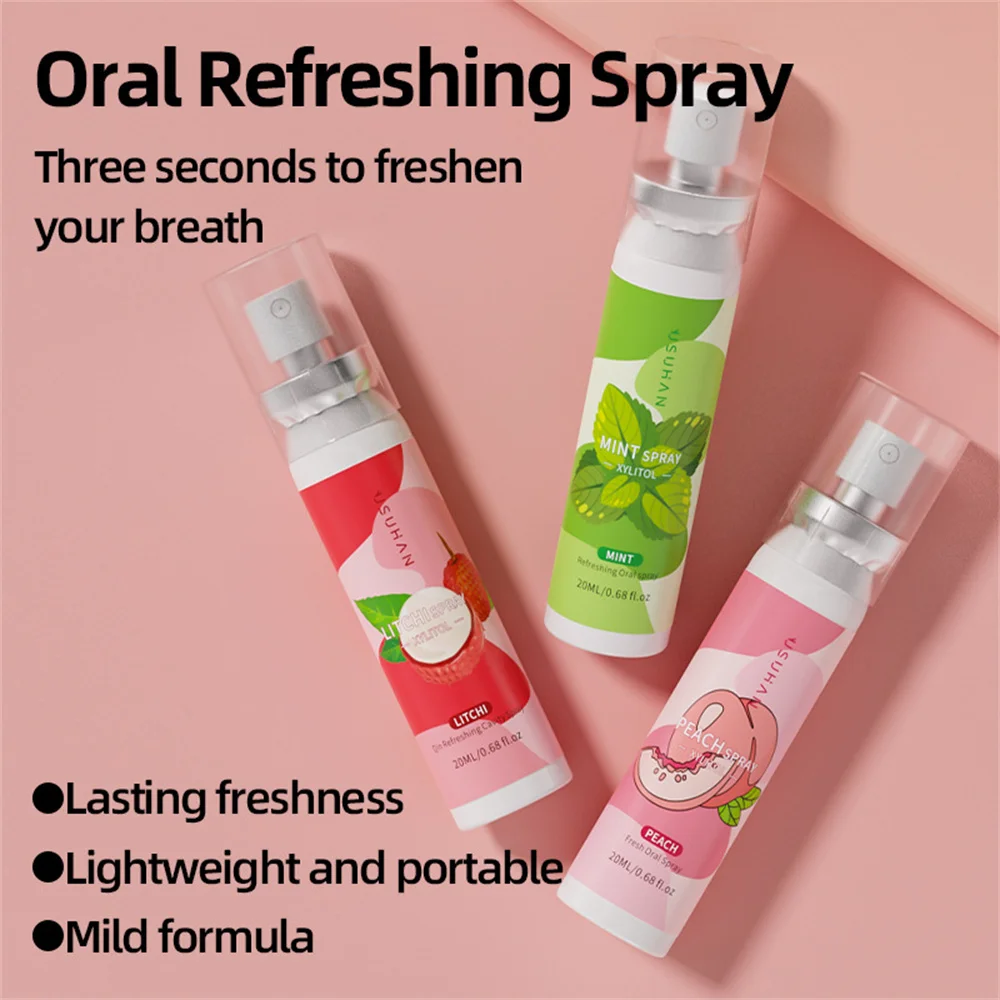 

20ml Mouth Freshener Mint And Lychee Flavored Deodorant Oral Spray Fresh Breath Portable Cleaning Spray Long-Lasting Fragrance