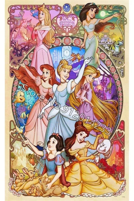 Pintura de diamantes 5D DIY de Disney, mosaico de dibujos animados,  villana, Princesa, Mickey, Kit de bordado de punto de cruz, decoración de  la pared