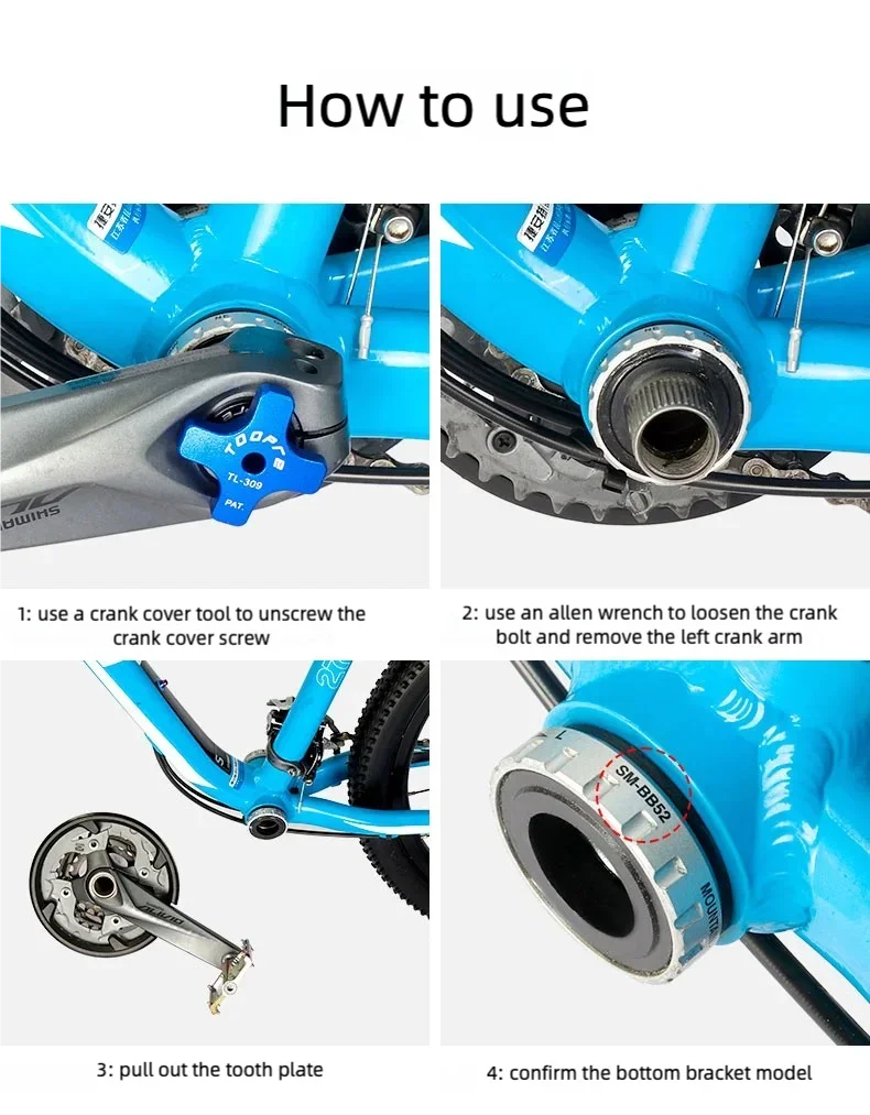 Fahrrad-Innenlager-Werkzeug zur Installation und Demontage, Adapter für Rennrad und MTB, Integriertes Gewinde-Innenlager-Werkzeug – Detail 11