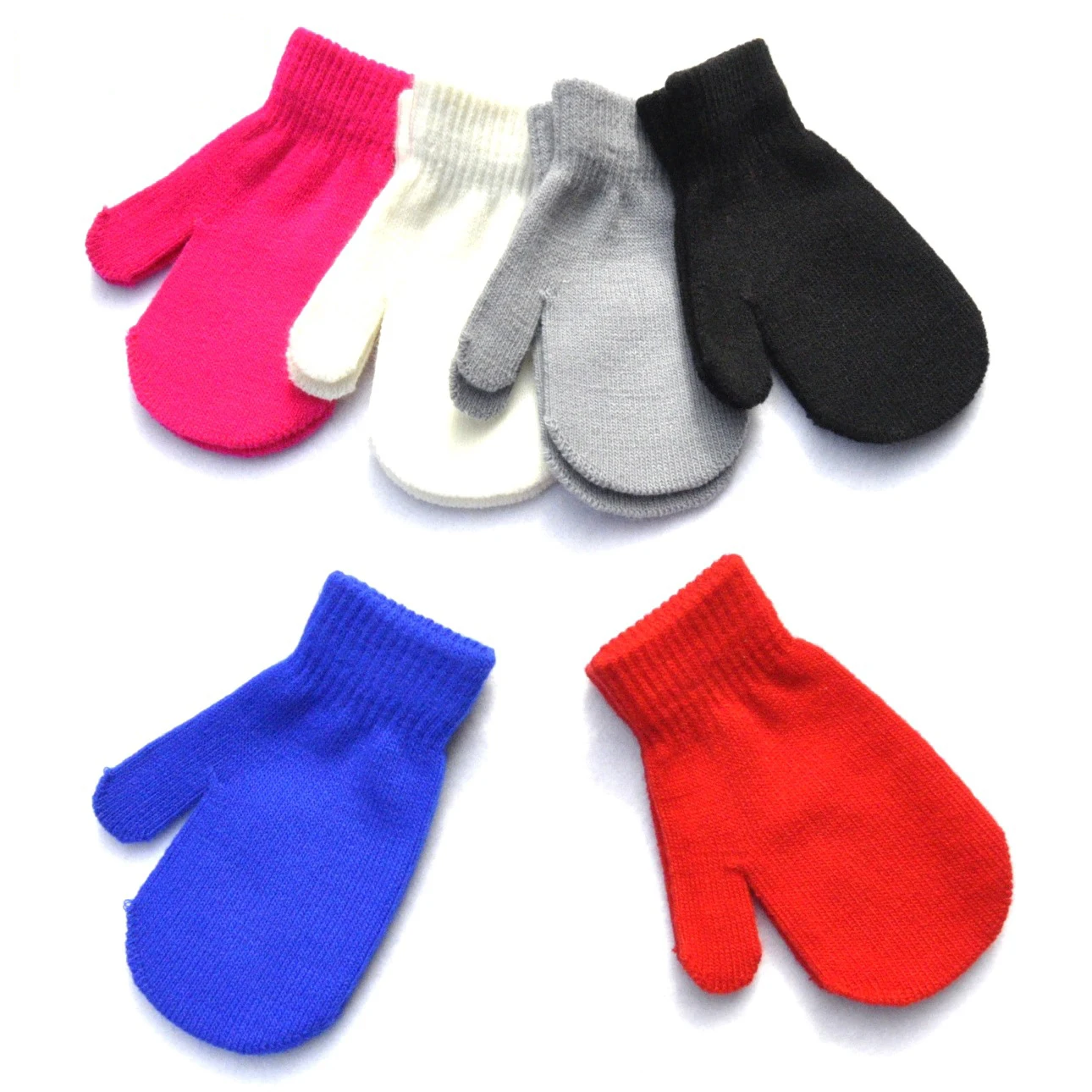 Winter Knitted Warm Gloves For 5-11Y Boys Girls Student Children Solid Finger Wrapped Mittens Outdoor Cycling Skiing Gloves