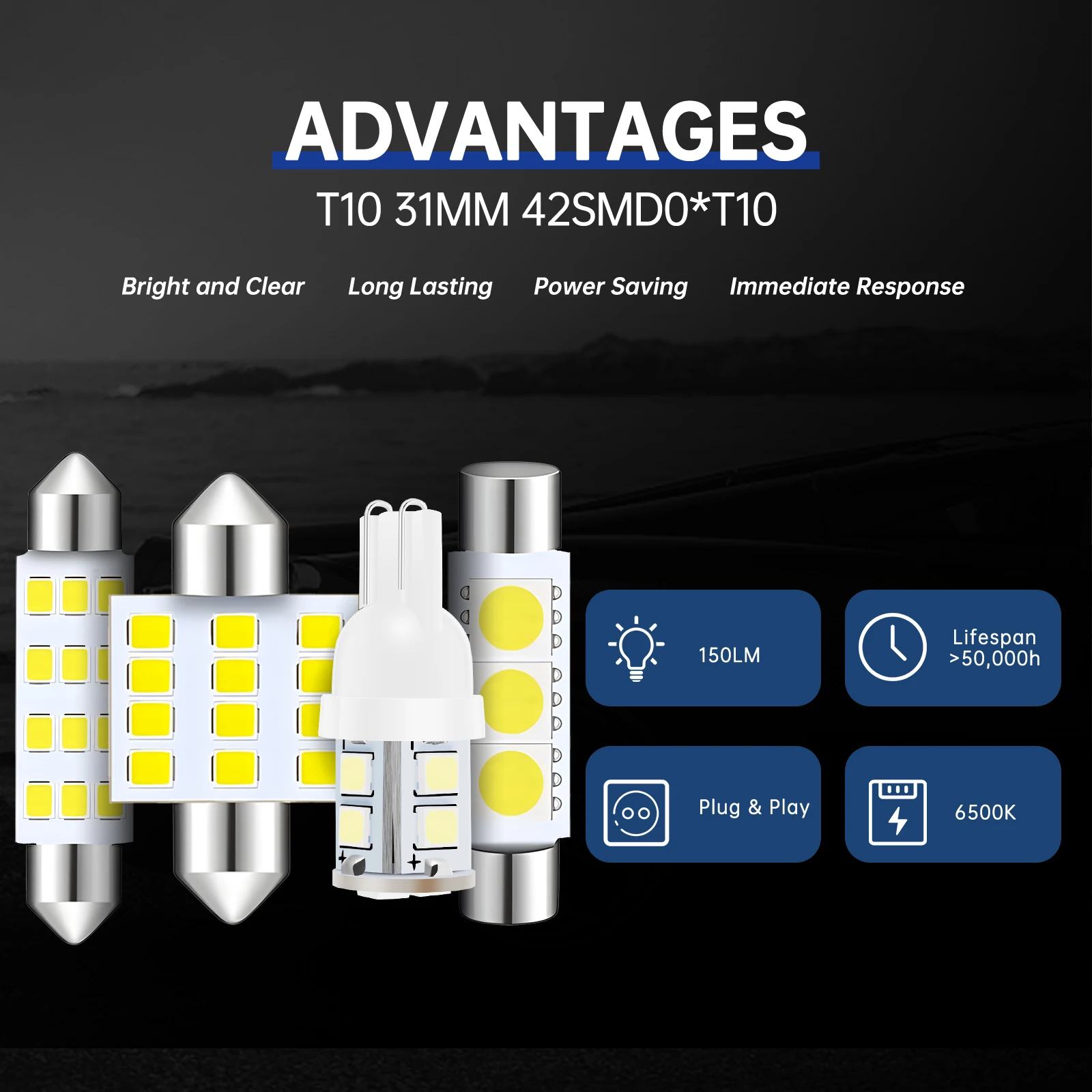  LED  Ʈ ü , ڵ ׸ , 6500K 150LM LED  ŰƮ, T10, 31mm, 42mm, 20 , 24 , 36 