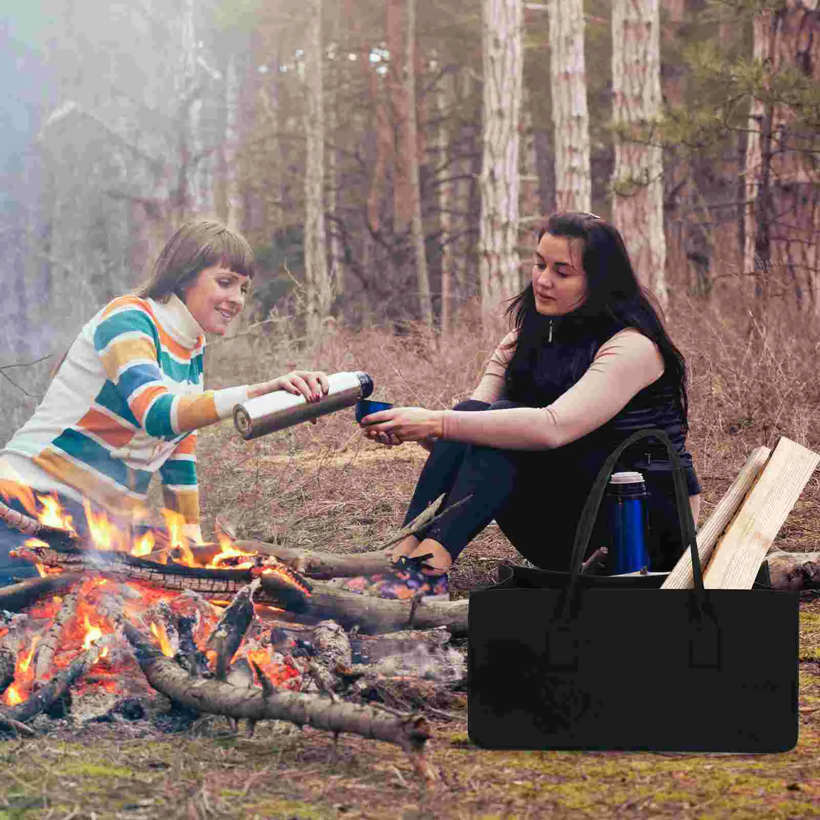 

Felt Firewood Bag Large Storage Bags Carrier Rack Holder Outdoor Log Holders for Container