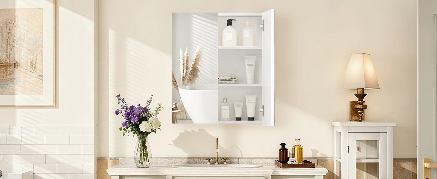 2 Tür Badezimmerschrank, Wandschrank, verstellbare Einlegeböden – Detail 1