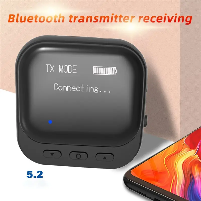 JABS-블루투스 5.2 수신기 송신기 2 in 1 RX TX, LED 디스플레이가 있는 무선 오디오 어댑터, 자동차 음악 및 핸즈프리 통화용