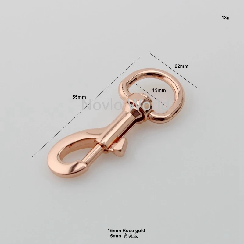 10-50pcs High quality 15mm Rose gold handbag Snap Hook oval Swivel NEW tone trigger snap hooks Hardware Accessories metal