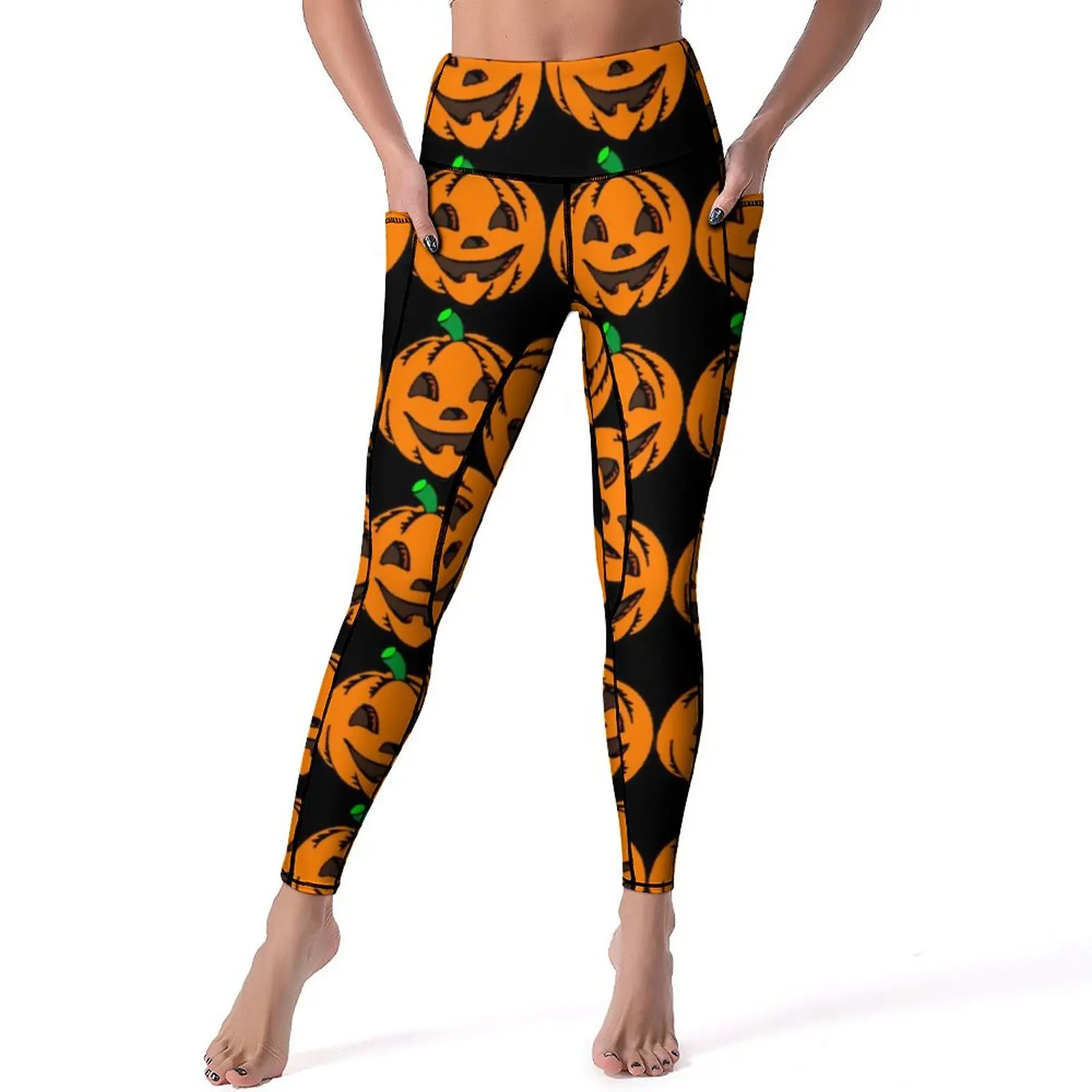 

Halloween Print Leggings Sexy Funny Pumpkins Fitness Yoga Pants Push Up Stretchy Sport Legging Pockets Vintage Graphic Leggins