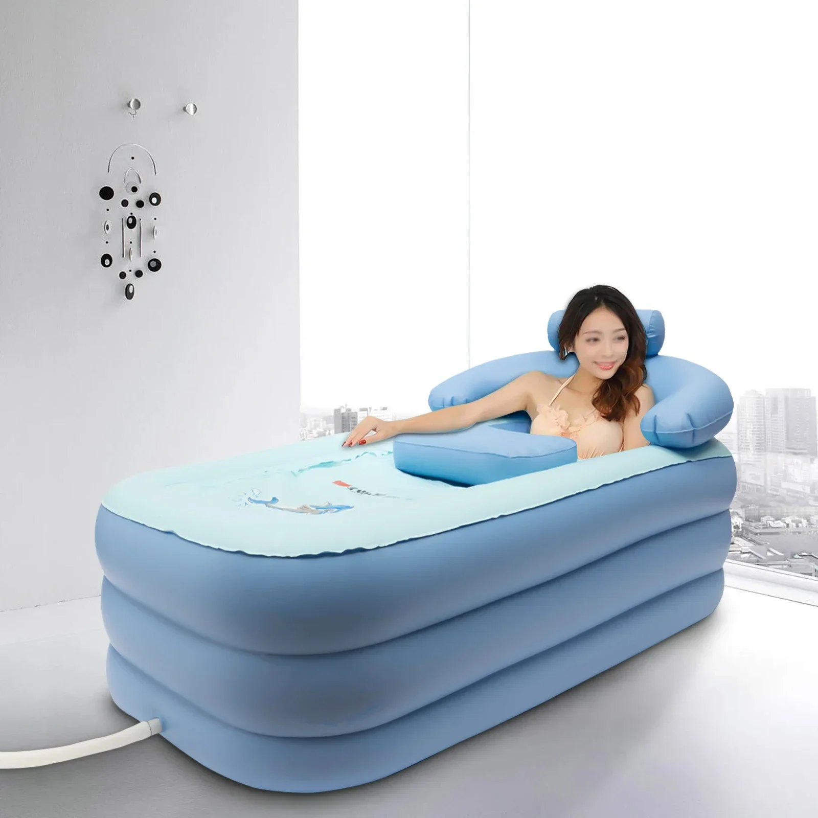 Portable Bathtub PVC Inflatable Cold Plunge Tub Foldable Household Bath Tub Blow Up Warm SPA Ice Bath Portable Ice Bath Tub Inflatable Bathtub